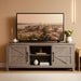 TV Stand for 65 Inch TV, Farmhouse TV Console Table for Living Room, Tall Entertainment Center with Double Barn Doors, Gray