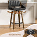 Bar Stools Set of 2, 26" Bentwood Counter Height Barstools, Black | Swivel, Mid Century Modern, Bentwood Back and Footrest, Padded Seat, Upholstered Faux Leather Bar Chair, for Kitchen Island