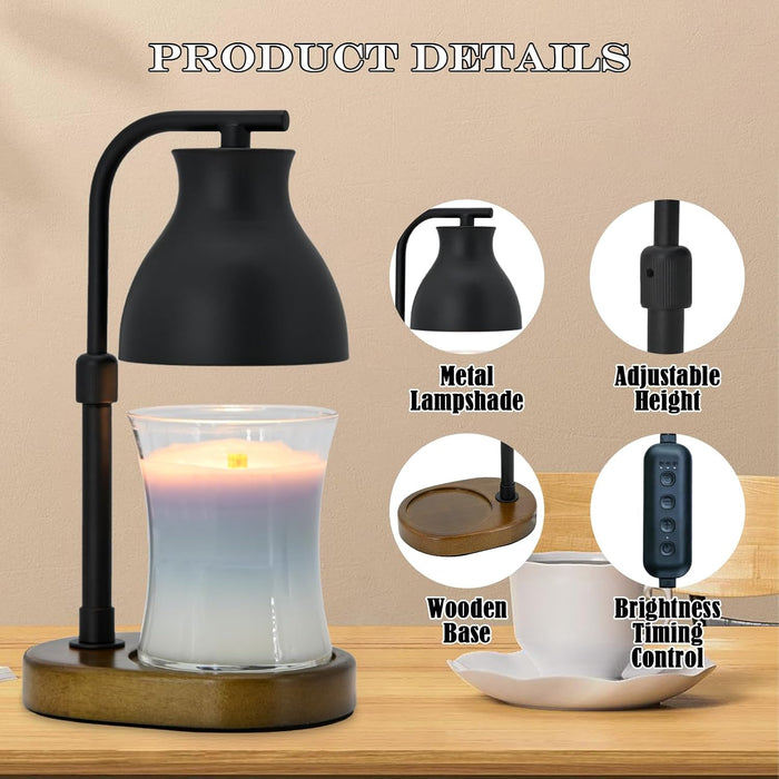 Candle Warmer Lamp with Timer - Electric Adjustable Candle Lamp Warmer, Birthday Gifts for Women, Mothers Day Gifts for Mom, House Warming Gifts New Home, Candle Warmer for Jar Candles with 2 Bulbs