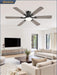 52 Inch Ceiling Fan with Lights, APP & Remote Control, Flush Mount Low Profile Black Ceiling Fan, 3000-6000K Dimmable LED, Quiet Reversible Motor, 6 Blades, 6 Speeds, for Bedroom Living Room