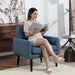 Blue Mid Century Upholstered Fabric Accent Armchair