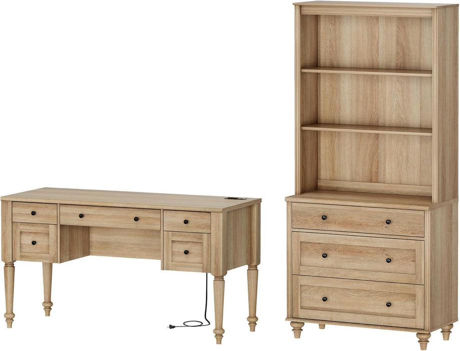 OakwoodFinish 56-Inch Executive Desk With USB Charging