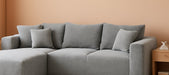 108 Inch Grey Chenille Cloud Sectional Sofa With Deep Seat