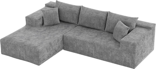108 Inch Grey Chenille Cloud Sectional Sofa With Deep Seat