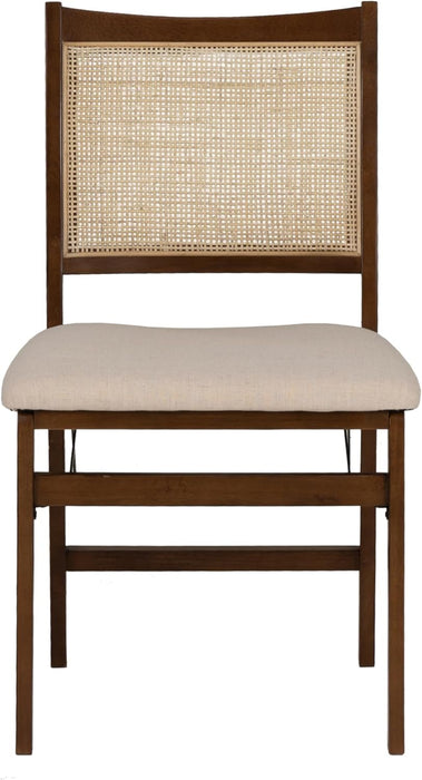 Kasi Brown and Natural Rattan Cane Fully Assembled Foldable Wooden Dining Side Chair