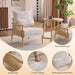Beige Chenille Modern Armchair Featuring Lumbar Pillow