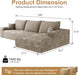 Camel 108-Inch Corduroy L-Shaped Sectional Sofa Chaise