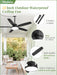 52'' Outdoor Ceiling Fans with Light and Remote,Ip65 Wet Rated Waterproof Ceiling Fan with 6-Speed DC Motor, Farmhouse Gazebo Fan for Porch Patios Pavilion(Black)