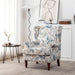 Blue Floral Upholstered Accent Armchair Living Room