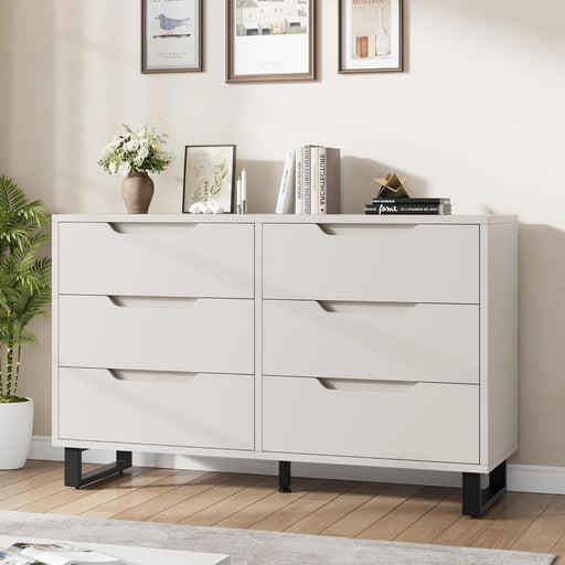 6 Dresser for Bedroom, 47.2 in Wide Dresser, Freestanding Vertical Drawer Cabinet with Storage, Wooden Closet Storage Chest for Living Room, Hallway, Entryway
