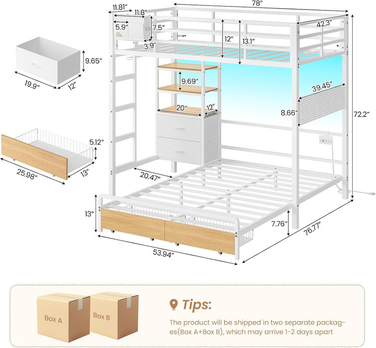 IndustrialGrade TwinOverFull Metal BunkBed Drawers