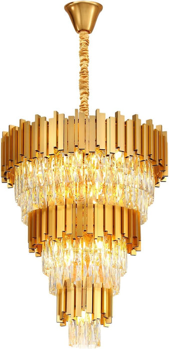 Luxurious Gold Crystal Five Tier Chandelier Ceiling
