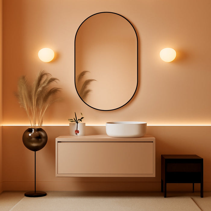 Oval Bathroom Mirror,20X28'' Silver Mirror,Wall Mirror,Bathroom Mirror Oval,Pill Shaped Mirror,Entryway (Silver)