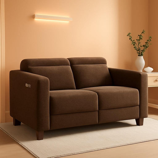 62.2'' Wall Hugger Power Loveseat Recliner Sofa with Adjustable Headrest and USB & Type C Dual Charge Ports for Living Room, Office (Fabric, HL198M1) (Coffee)