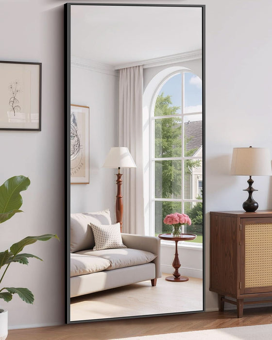 78"X35" Floor Mirror Full Length - Standing Mirror with Aluminum Alloy Frame, Large Body Mirror for Bedroom, Living Room, Wall Mounted or Leaning