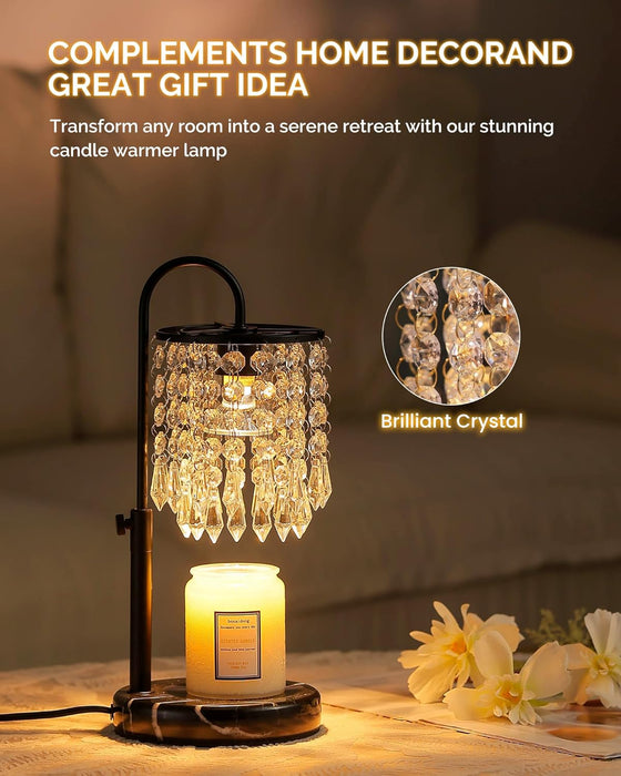 Candle Warmer Lamp with Timer Dimmer and 3 Bulbs, Lamp Candle Warmer with Marble Base,Wax Melt Warmer for Jar Candles, Birthday Gifts for Women Mom, House Warming Gifts New Home Decor