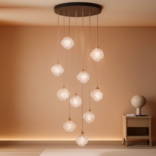 10-Lights LED Staircase Chandelier Modern Foyer Chandeliers Large Chandelier for High Ceilings,Crystal Pendant Light for Living Room Stairwell Dining Room Entryway