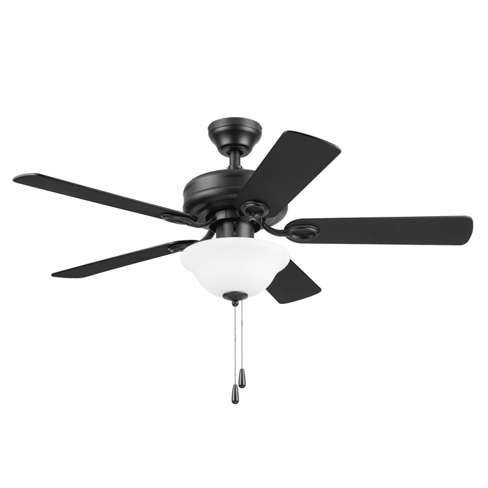 44" Black Indoor Ceiling Fan with Light, 5 Blades, Pull Chains & Reverse Airflow