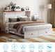 Queen Murphy Bed with USB Charging Station & 2 Storage Drawers, Hidden Folding Chest Cabinet Bed with Tri-Fold Mattress, Space Saving Wall Beds for Bedroom Guest Room Living Room-White
