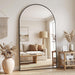 72" X 44" Arched Full Length Floor Mirror, Aluminum Frame, Black