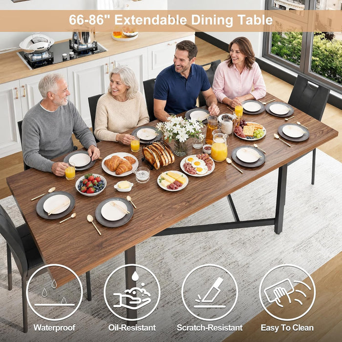 66-86" Extendable Dining Table for 4-10 People, Farmhouse Table,Walnut