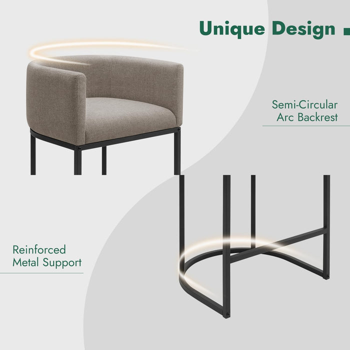 Counter Height Bar Stools Set of 2, 24 Inch Seat Height Barstools for Dining Room, Fabric Upholstered Bar Chair for Kitchen Island, Linen Counter Stools with Metal Legs, Sand