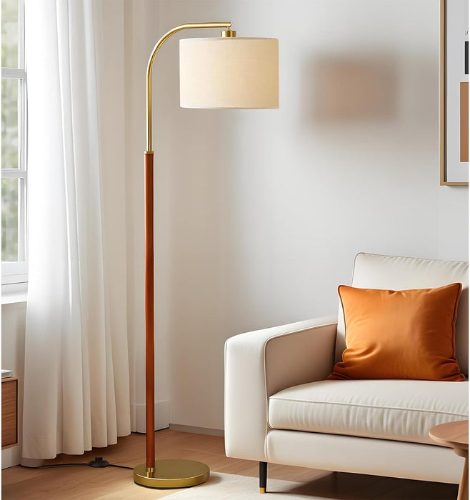 66Inch WalnutGold Arc Floor Lamp With ModernElegance