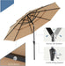 Outdoor Solar Patio Umbrella 3 Tiers with 32 LED Lights, Beach Market Table Umbrella with Crank and 8 Sturdy Ribs for Pool, Terrace, Restaurant