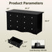 Black Dresser for Bedroom with 6 Drawers, 47.2" Wide Chest Storage Organizer and TV Stand for Living Room, Closet, Hallway, Dormitory