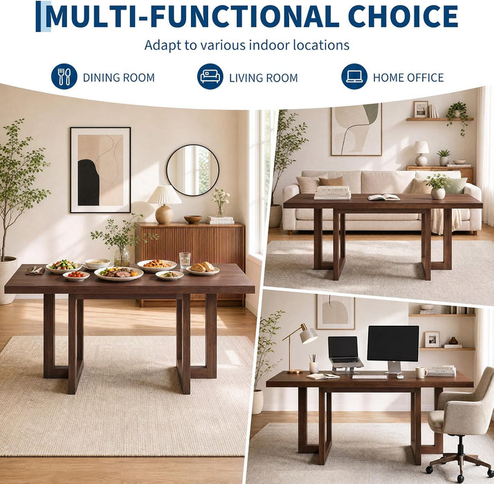 71" Dining Table for 6-8 People, Rectangular Table, Brown