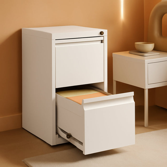 2 Drawer File Cabinet with Lock,Metal Vertical Filing Cabinets for Home Office,Heavy Duty File Storage Cabinet for Letter/Legal/A4/F4 Size File,Assembly Require (White, Vertical 2 Drawer)