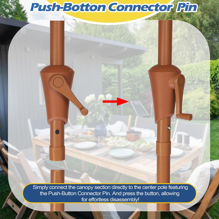 9FT Outdoor Patio Umbrella, Market Table Umbrella with 8 Sturdy Ribs and Crank System, Fade-Resistant & Waterproof for Garden Backyard Poolside Deck