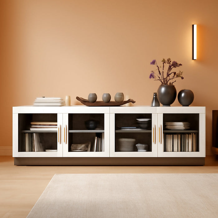 70" TV Stand for Tvs up to 75", Modern TV Cabinet & Entertainment Center with Shelves, Wood Storage Cabinet for Living Room or Bedroom - Brixston (White)