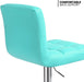 Adjustable Bar Stools Set of 2 PU Leather Swivel Counter Height Modern Square Island Barstool with Back for Kitchen Counter Chairs, Cyan
