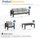 Aluminum Patio Furniture Set for All Weather, Oversized Metal Outdoor Furniture Set with 27.5" Deep Seat and 10" Back Cushion, Patio Conversation Sets with Wide Armrest, Light Gray