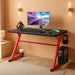 Gaming Computer Desk with Carbon Fiber Surface, Gaming Table Z Shaped Pc Home Office with Cup Holder&Headphone Hook(44 In, Red)