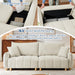 Cream Chenille Sleeper Sofa Bed With ExpandedStorage
