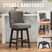 26 Inch Bar Stools Set of 3, Counter Height Swivel Barstools with Back, Solid Wood Legs with Footrest for Kitchen Island (Dark Grey Linen, 3)