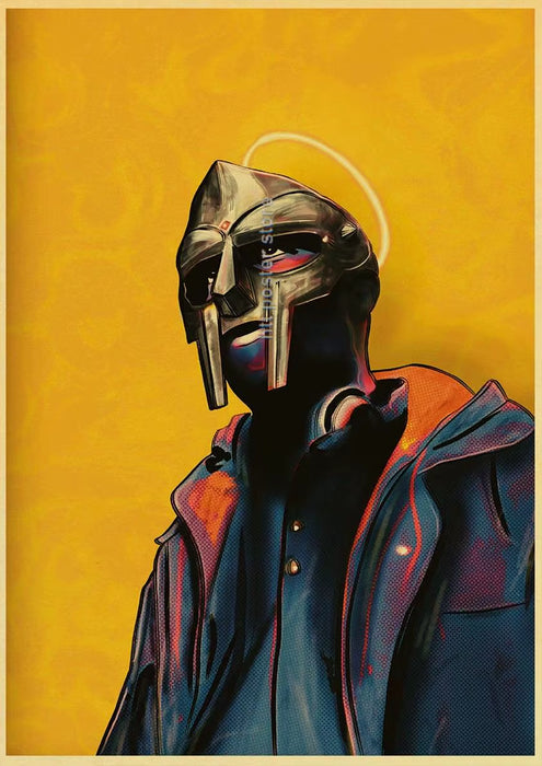 MF Doom Madlib Poster Retro Poster Painting Hip Hop Rap Music Album Star Picture Wall Art for Living Room Home Decor