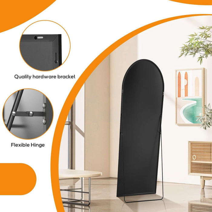 Arched Mirror Full Length, Upgraded 16"X59" Body Wall Mirrors with Shatter-Proof Glass, Floor Standing, Hanging or Leaning, Tall Arch Mirror with Stand Aluminum Alloy Frame for Bedroom Cloakroom