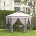 13' X 13' Pop up Gazebo, Hexagonal Canopy Shelter with 6 Zippered Mesh Netting, Event Tent with Strong Steel Frame for Patio Backyard Garden Wedding Party, Coffee and Beige