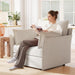 Oversized Accent Chair, Upholstered Modern Sofa Chair with Removable Backrest & Detachable Cover, 24.5" Deep Seat Large Reading Armchair for Living Room Bedroom Office - Chenille White Set of 1