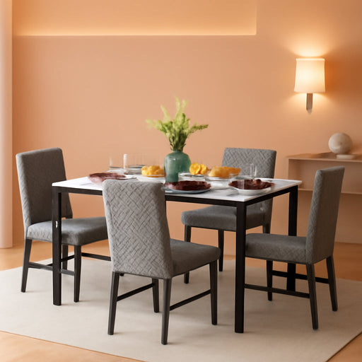 SlateGrey Marble Tabletop Five Piece DiningSet Premium