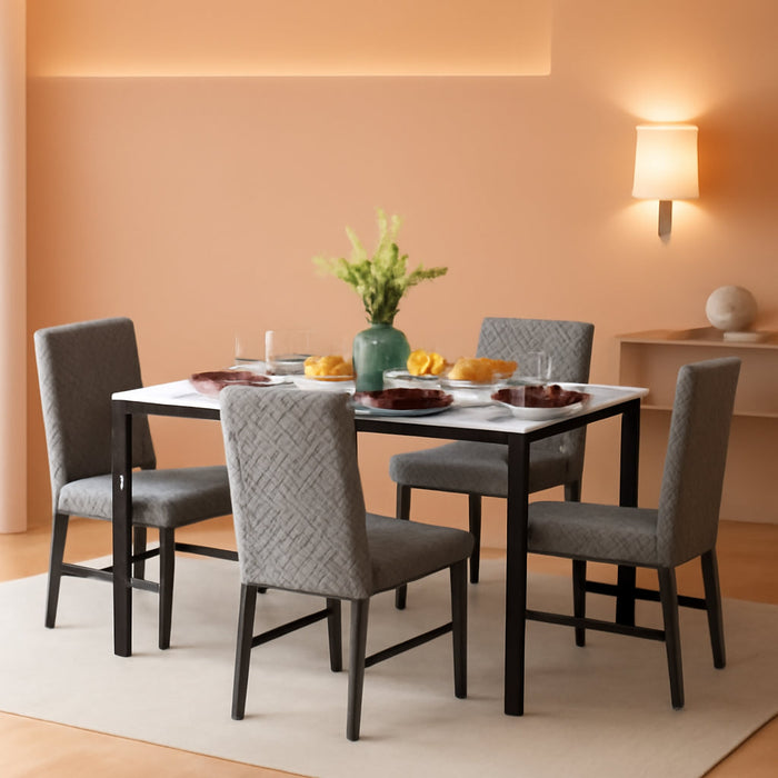 SlateGrey Marble Tabletop Five Piece DiningSet Premium