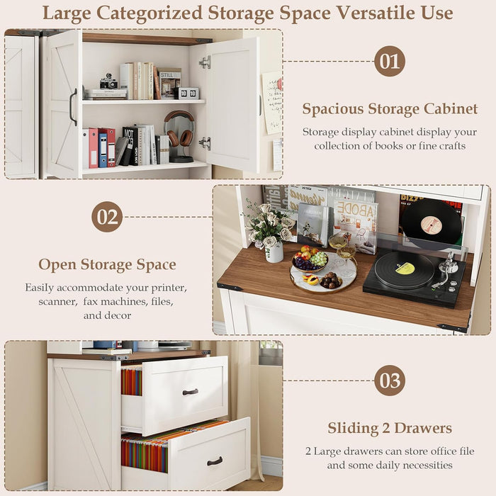White Two Drawer Lateral File Cabinet