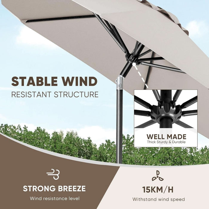 heavy duty outdoor patio table umbrella for windy resistant Large Patio Market Outdoor Umbrella With Push Button Tilt