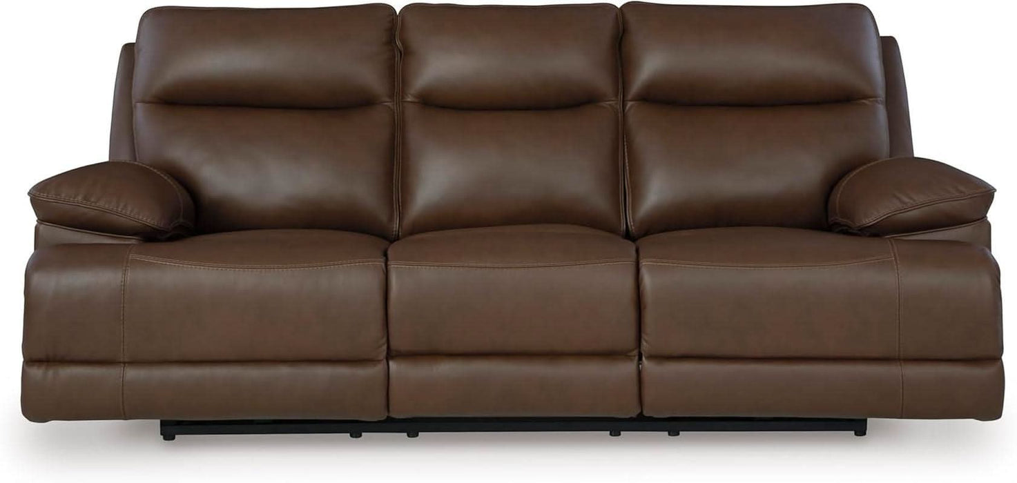 Vonryan Modern Leather Match Power Reclining Sofa with USB Ports, Dark Brown