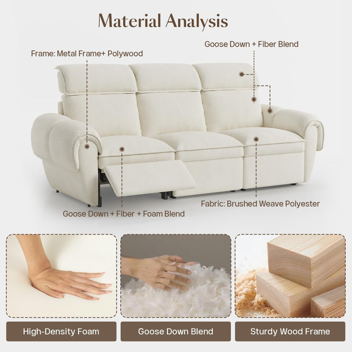 Modular Sectional Sofa, 3 Seater Reclining Sofa Recliner Couch for Living Room, off White