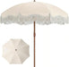 7Ft Patio Umbrella with Fringe, Boho Beach Umbrellas, Outdoor Tassels Umbrellas with Push Button Tilt & Carrying Bag, 8 Windproof Fiberglass Ribs, UPF50+