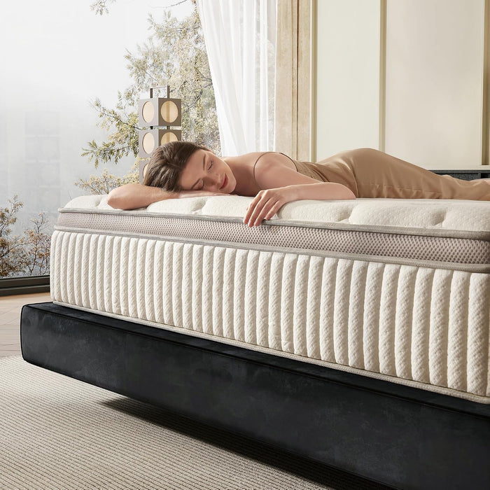 Queen Mattress, 12 Inch Hybrid Queen Mattress in a Box, Memory Foam & Individual Pocket Springs, Medium Firm, Motion Isolation, Ideal for All Sleep Positions, Certipur-Us Certified